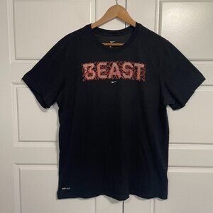 Share Nike Football Men’s Dri-Fit Black T-Shirt Beast Graphic Print Mens L